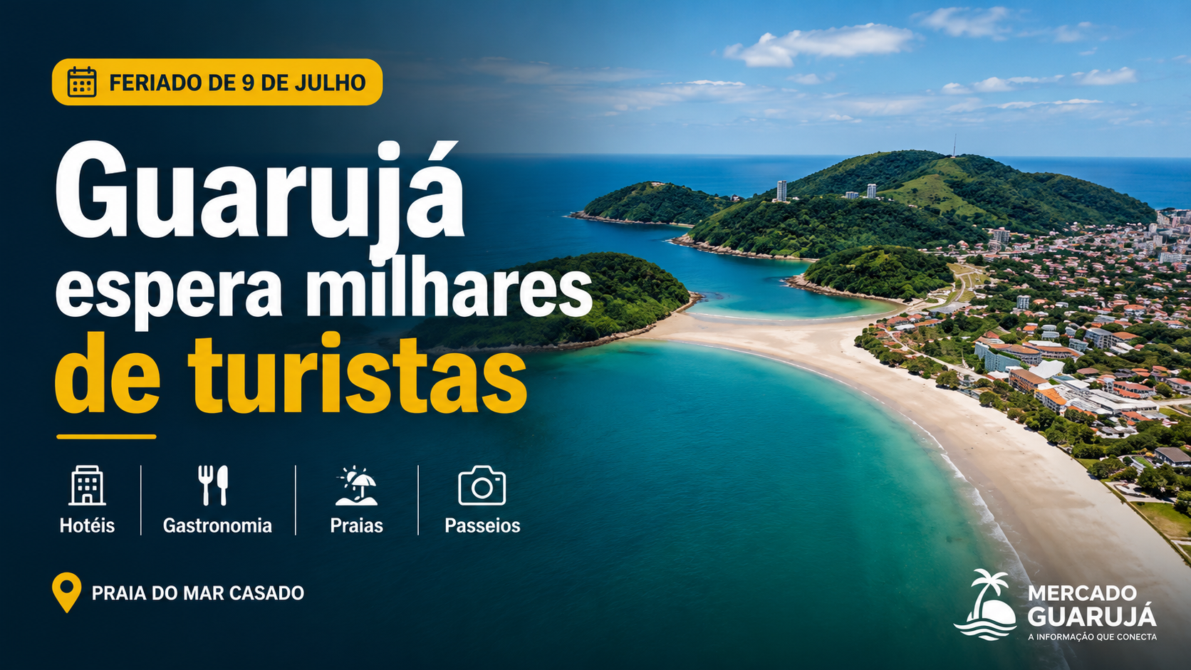 Feriado de 9 de Julho leva turistas a Guarujá: hotéis com boa ocupação e programação cultural na ilha
